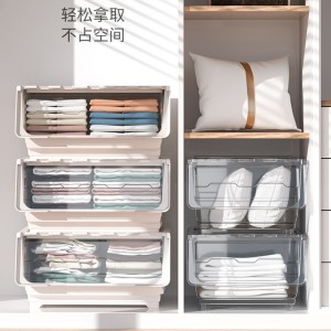 Folding stackable convenient storage plastic box