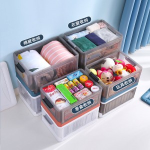 Folding storage plastic transaparent box