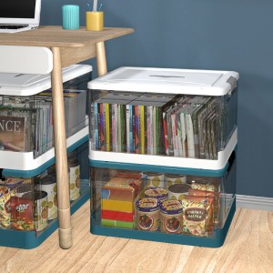 Folding storage plastic transaparent box