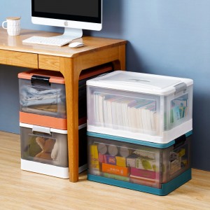 Folding storage plastic transaparent box