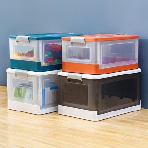 Folding storage plastic transaparent box