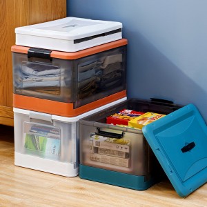 Folding storage plastic transaparent box