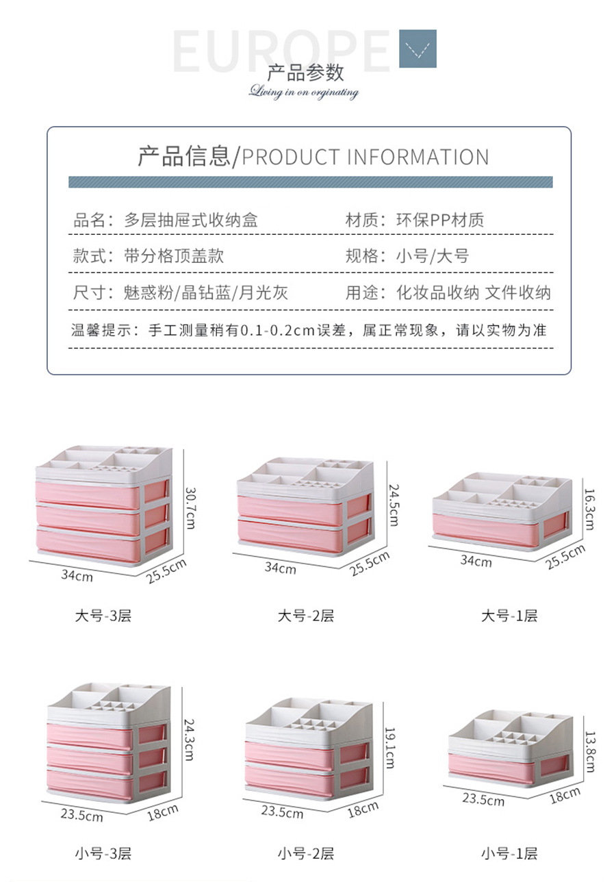 Caja de almacenamiento de plástico multicapa para cosméticos (3)