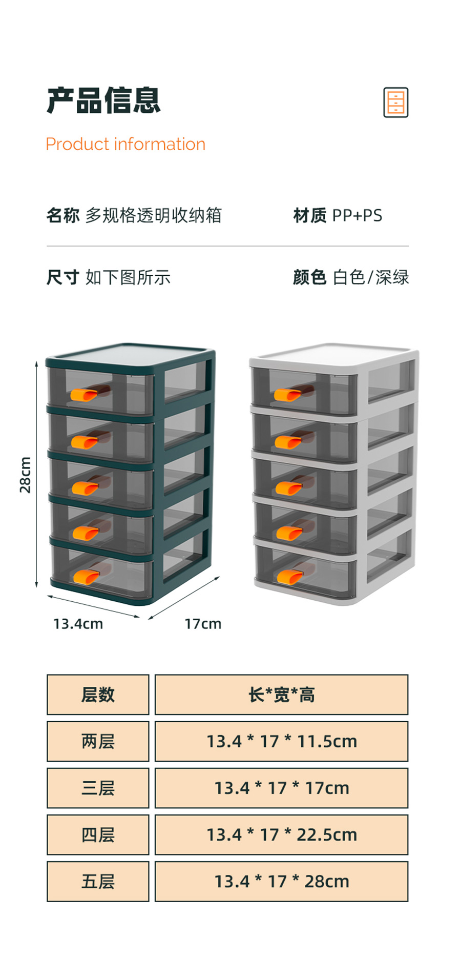 Multilayer drawer transparent plastic storage box (11)