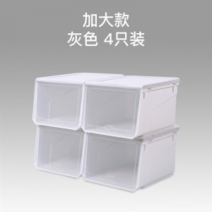 Stackable folding plastic transparent storage shoe box