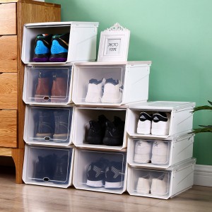 Stackable folding plastic transparent storage shoe box