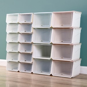 Stackable folding plastic transparent storage shoe box