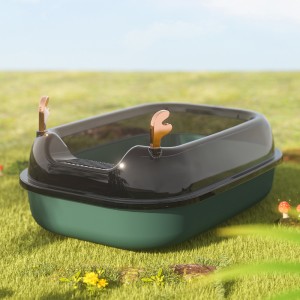 Semi closed deer design cat litter basin