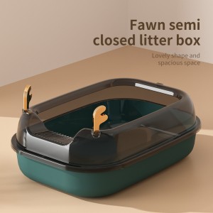 Semi closed deer design cat litter basin