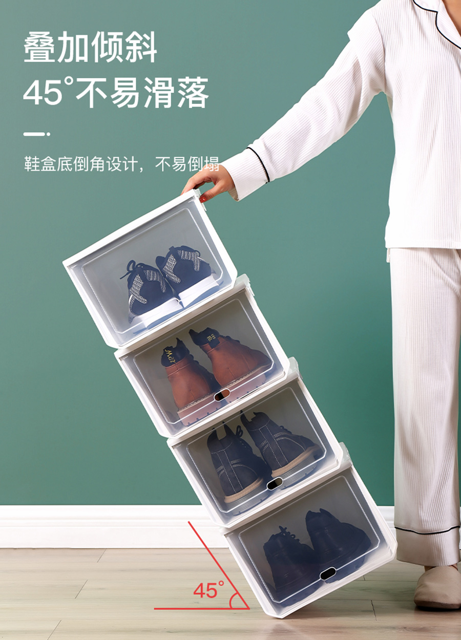 caixa de sabates d'emmagatzematge transparent de plàstic plegable apilable (5)